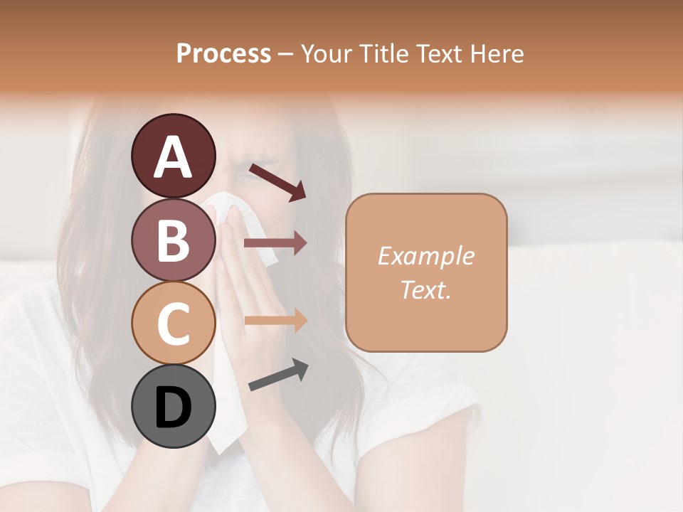 A Woman Blowing Her Nose While Sitting On A Couch PowerPoint Template