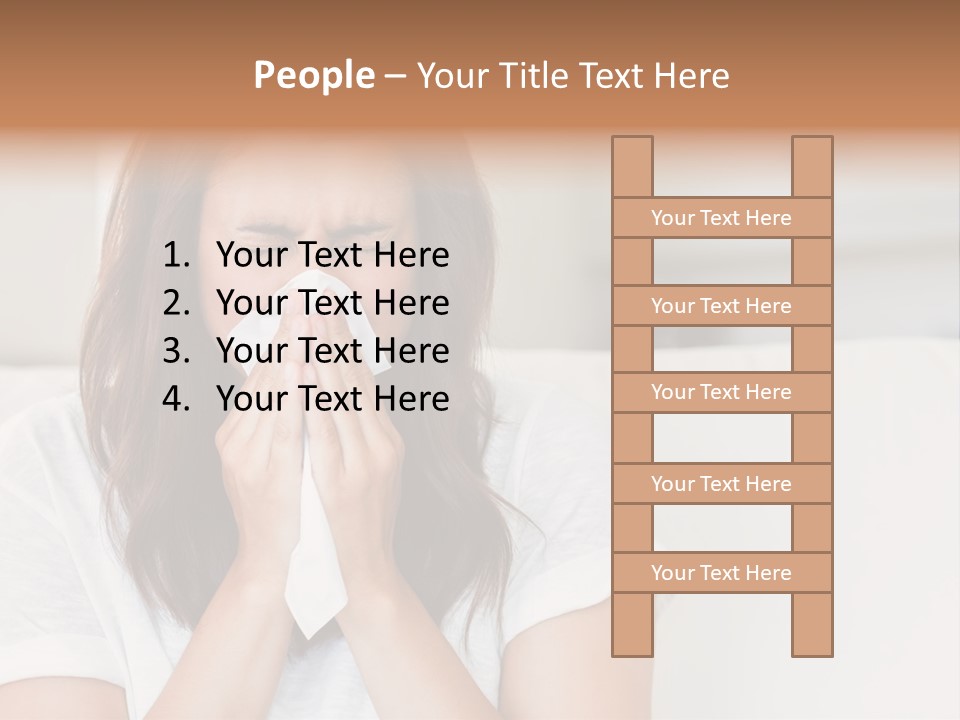 A Woman Blowing Her Nose While Sitting On A Couch PowerPoint Template