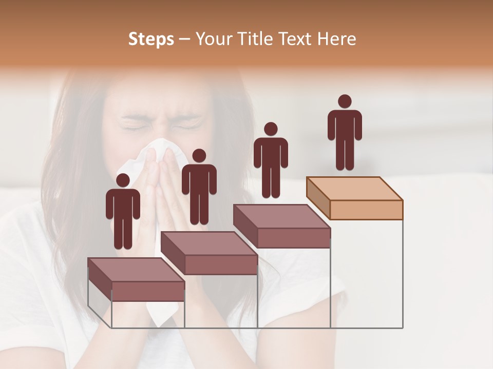 A Woman Blowing Her Nose While Sitting On A Couch PowerPoint Template