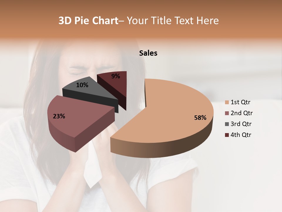 A Woman Blowing Her Nose While Sitting On A Couch PowerPoint Template