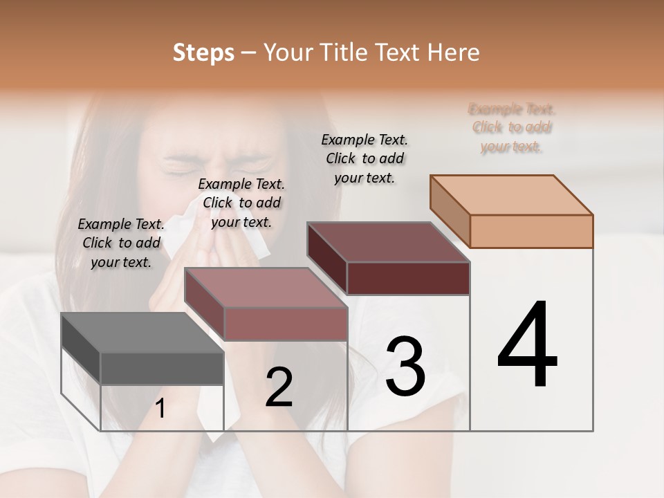 A Woman Blowing Her Nose While Sitting On A Couch PowerPoint Template