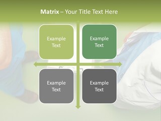 A Group Of People Standing Around A Binder PowerPoint Template