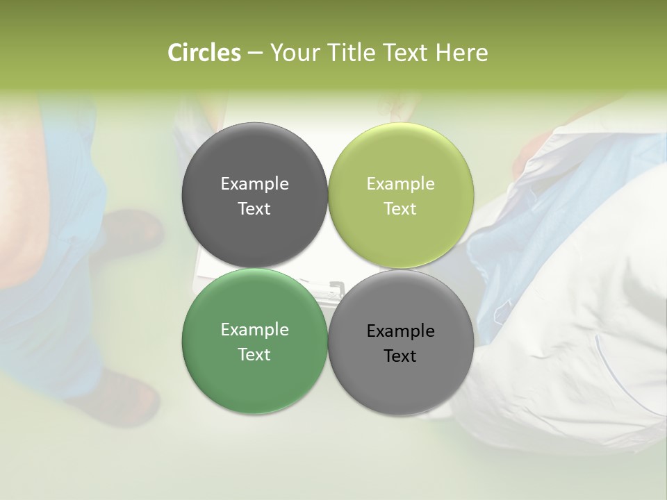 A Group Of People Standing Around A Binder PowerPoint Template