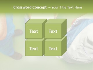 A Group Of People Standing Around A Binder PowerPoint Template