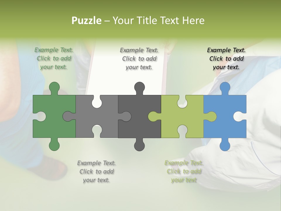 A Group Of People Standing Around A Binder PowerPoint Template