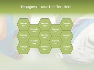 A Group Of People Standing Around A Binder PowerPoint Template