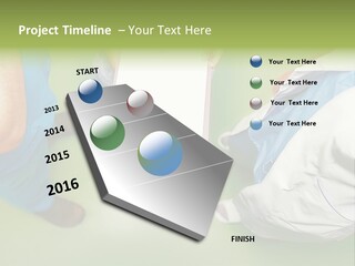 A Group Of People Standing Around A Binder PowerPoint Template