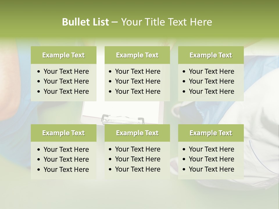 A Group Of People Standing Around A Binder PowerPoint Template