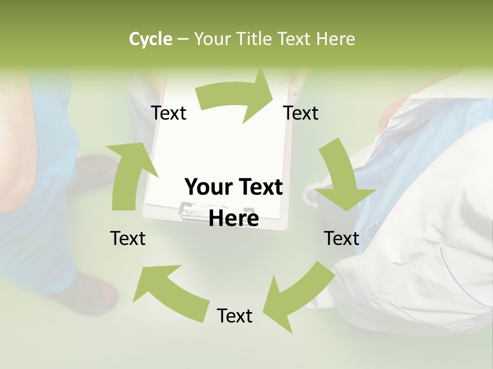 A Group Of People Standing Around A Binder PowerPoint Template