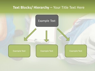 A Group Of People Standing Around A Binder PowerPoint Template