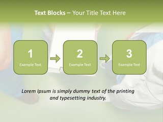 A Group Of People Standing Around A Binder PowerPoint Template