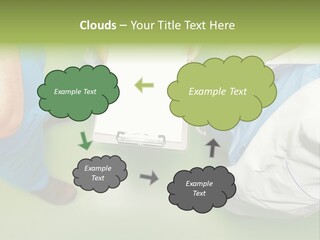 A Group Of People Standing Around A Binder PowerPoint Template