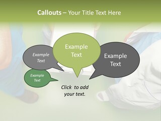 A Group Of People Standing Around A Binder PowerPoint Template