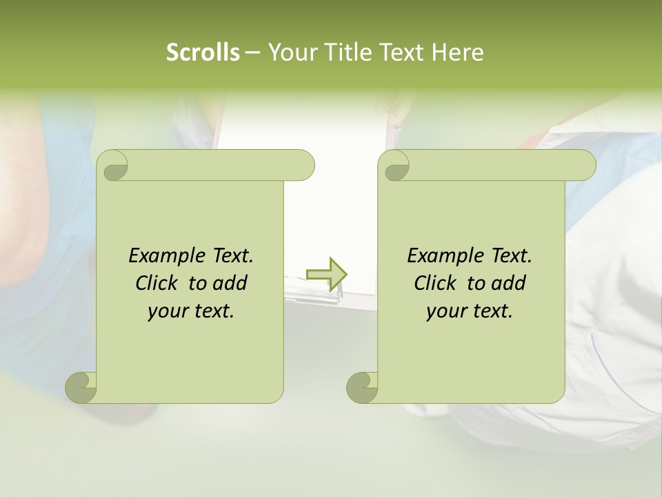 A Group Of People Standing Around A Binder PowerPoint Template