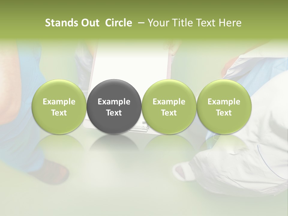 A Group Of People Standing Around A Binder PowerPoint Template