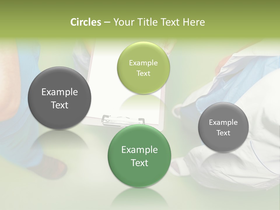 A Group Of People Standing Around A Binder PowerPoint Template