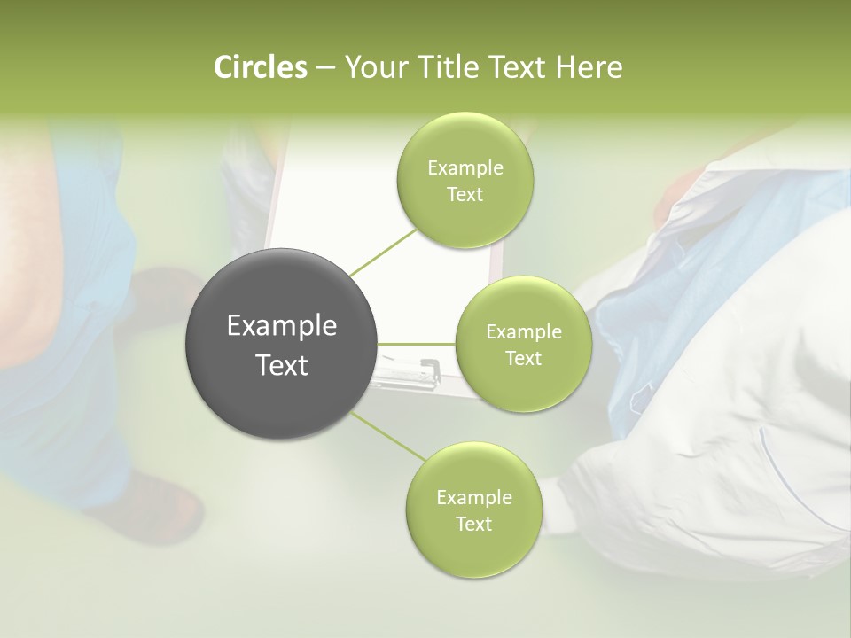 A Group Of People Standing Around A Binder PowerPoint Template