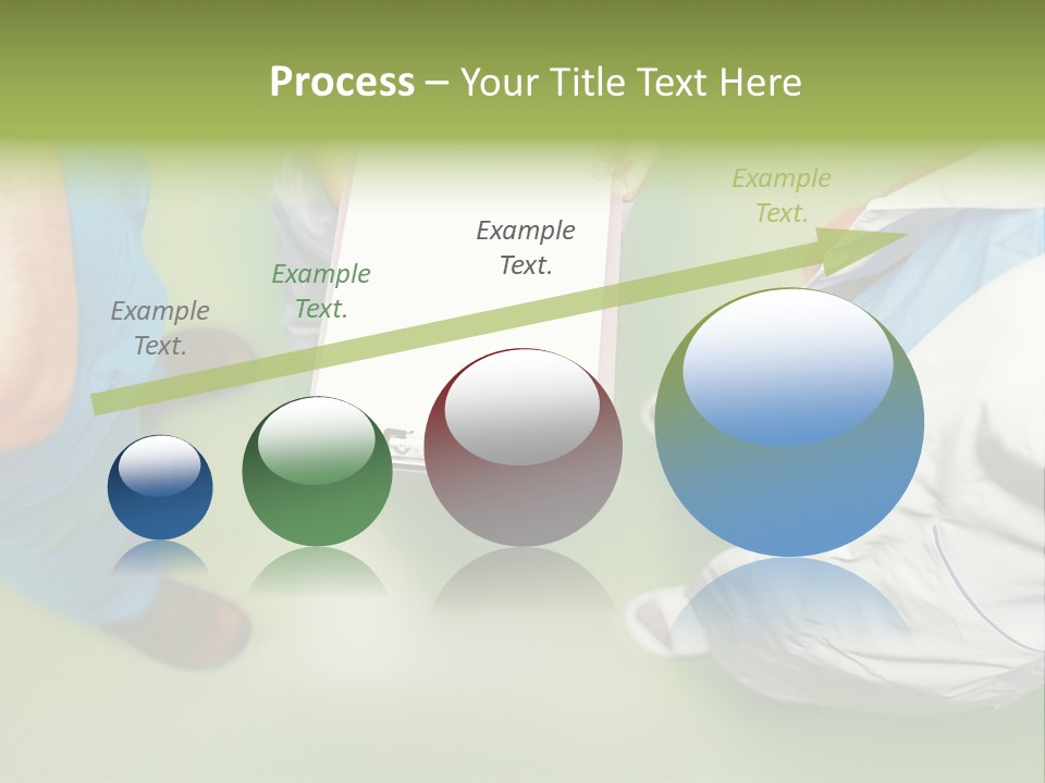 A Group Of People Standing Around A Binder PowerPoint Template