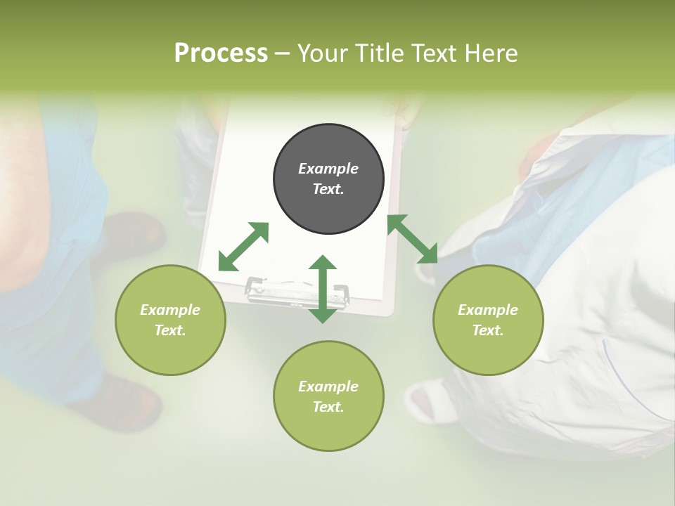 A Group Of People Standing Around A Binder PowerPoint Template