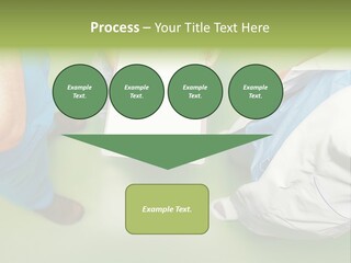 A Group Of People Standing Around A Binder PowerPoint Template