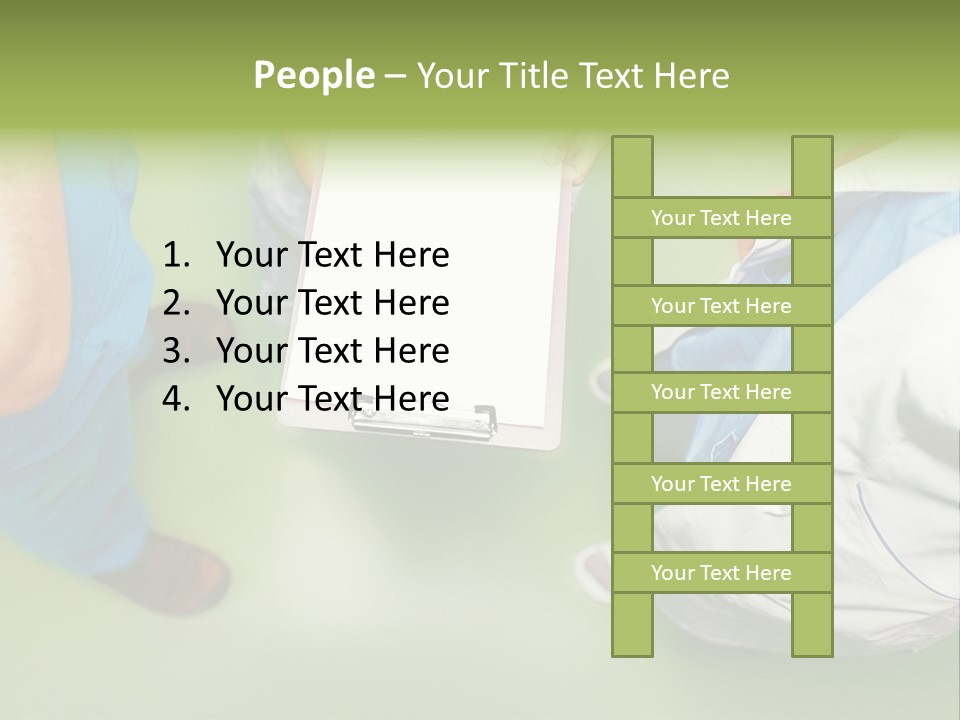 A Group Of People Standing Around A Binder PowerPoint Template