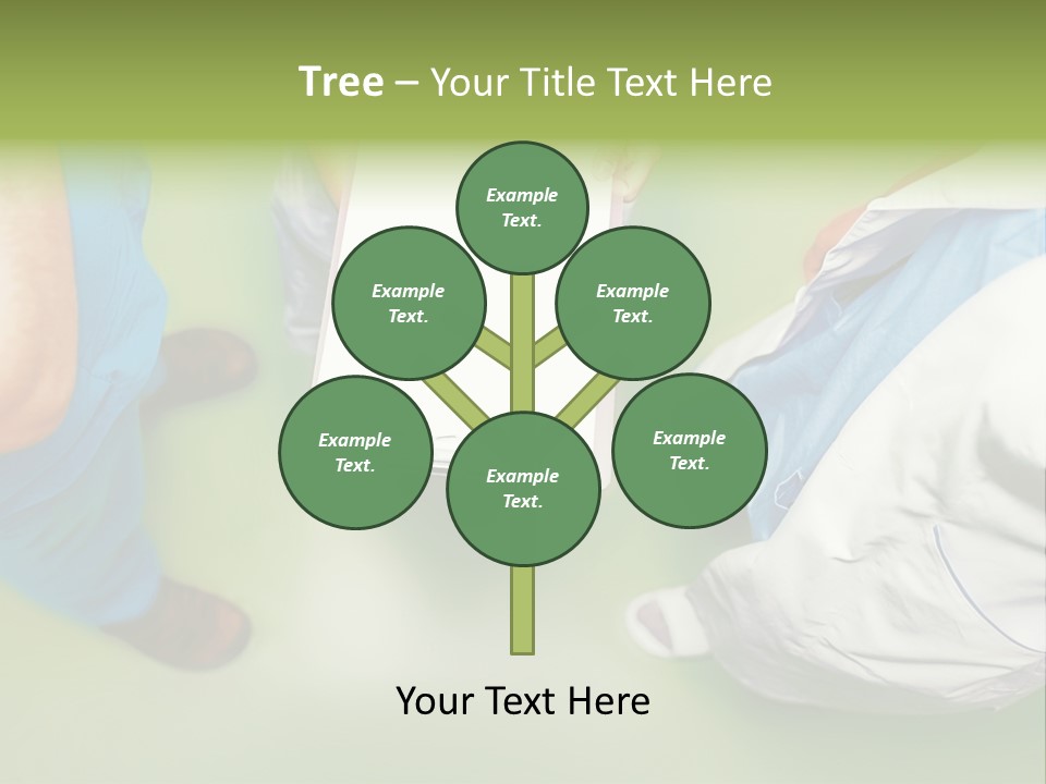 A Group Of People Standing Around A Binder PowerPoint Template