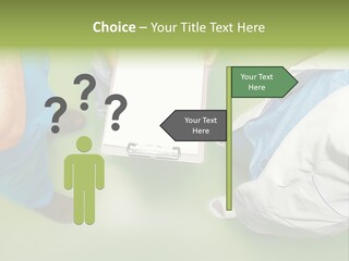 A Group Of People Standing Around A Binder PowerPoint Template