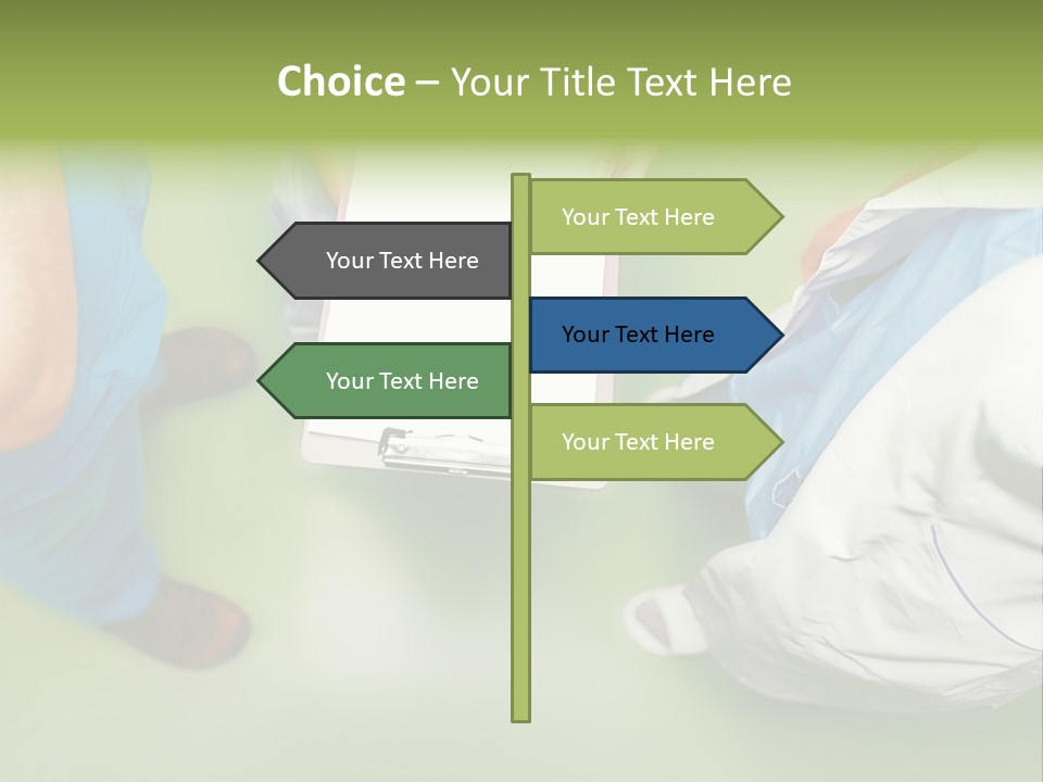 A Group Of People Standing Around A Binder PowerPoint Template