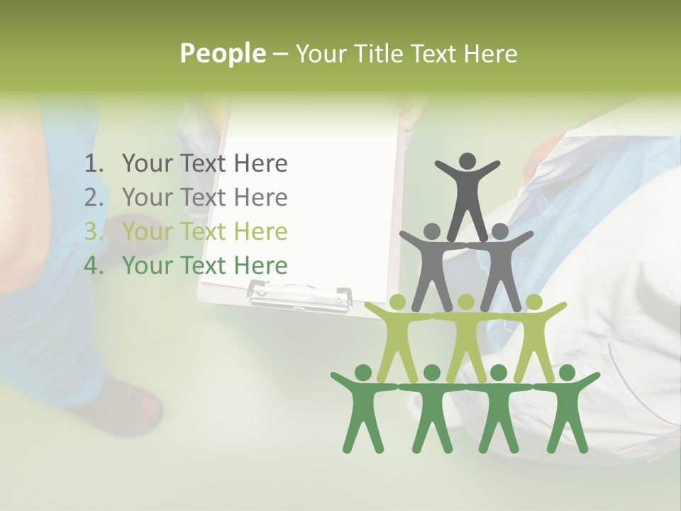 A Group Of People Standing Around A Binder PowerPoint Template