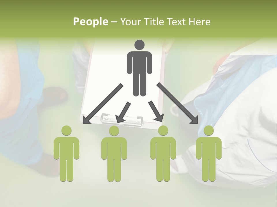 A Group Of People Standing Around A Binder PowerPoint Template