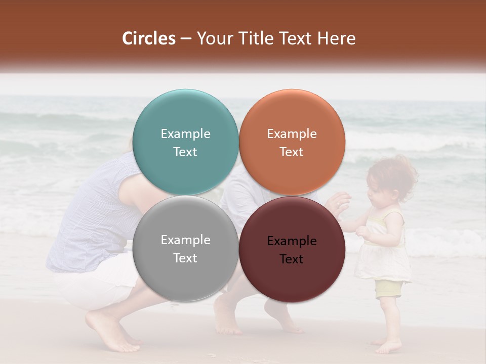 A Woman And Two Children Playing On The Beach PowerPoint Template