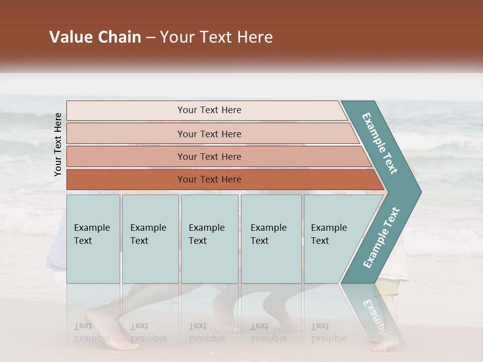 A Woman And Two Children Playing On The Beach PowerPoint Template