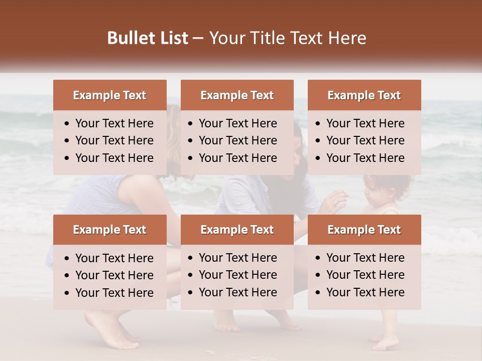 A Woman And Two Children Playing On The Beach PowerPoint Template