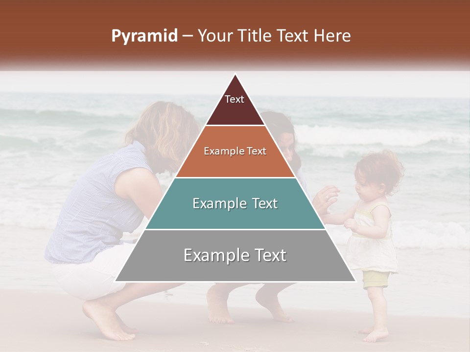 A Woman And Two Children Playing On The Beach PowerPoint Template