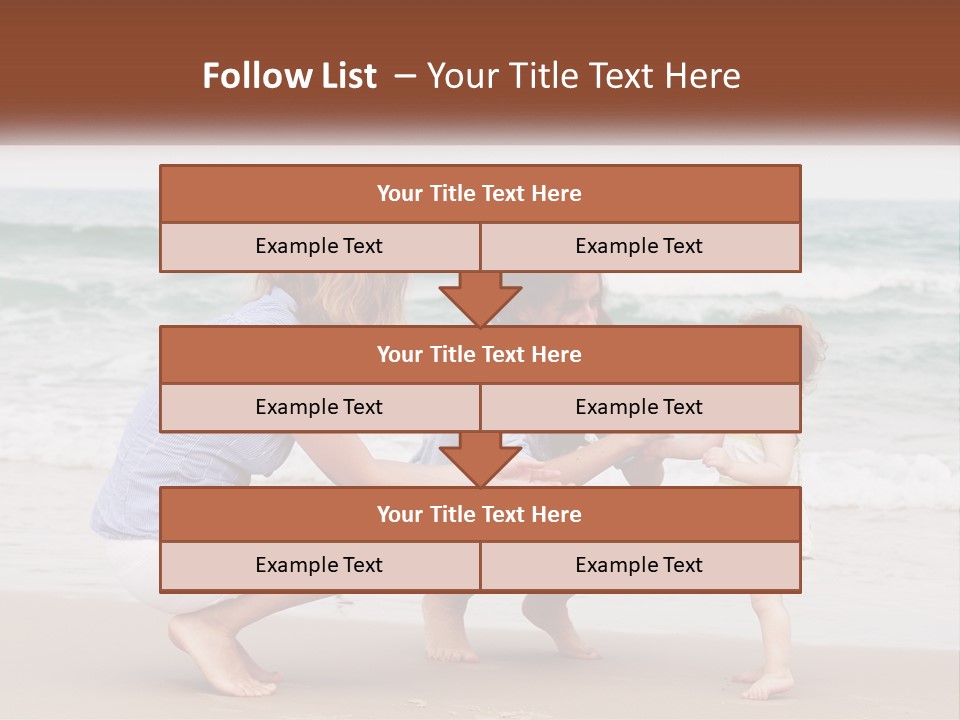 A Woman And Two Children Playing On The Beach PowerPoint Template