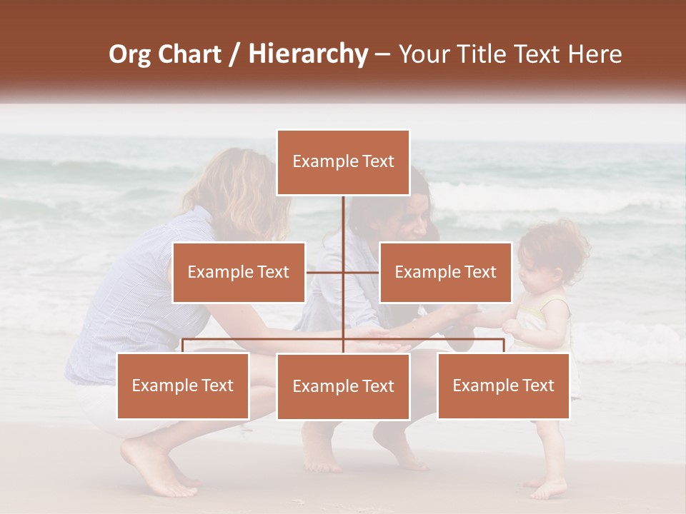 A Woman And Two Children Playing On The Beach PowerPoint Template