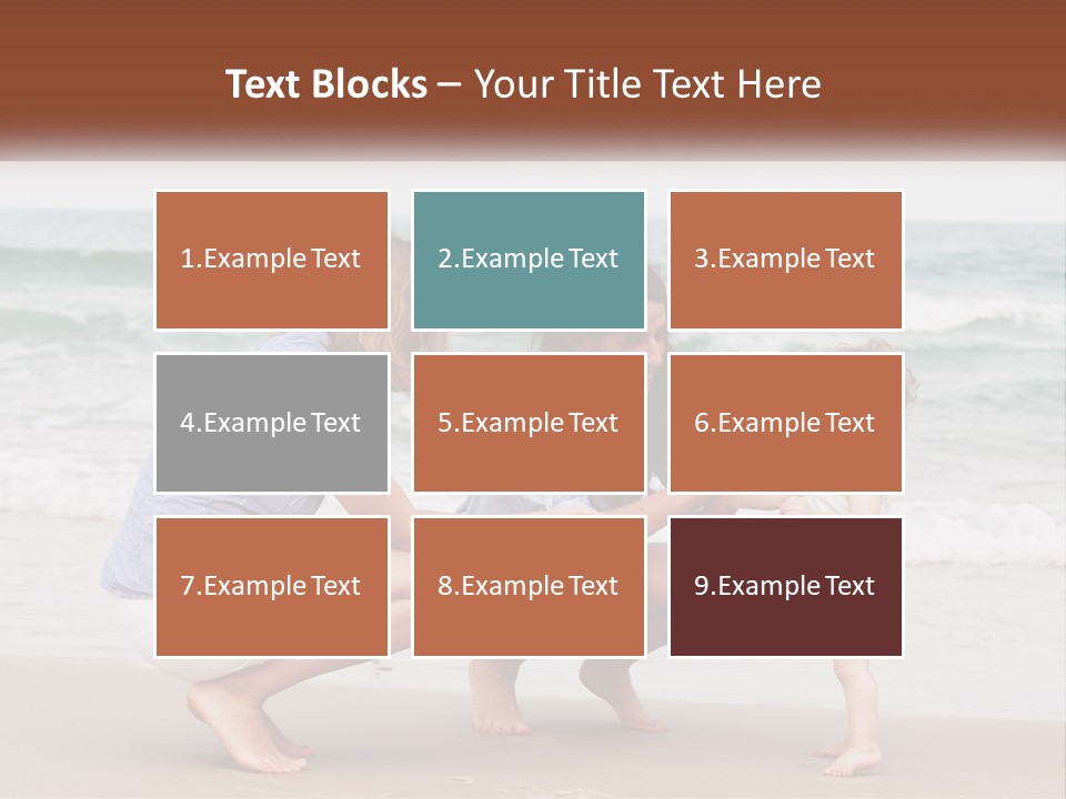 A Woman And Two Children Playing On The Beach PowerPoint Template