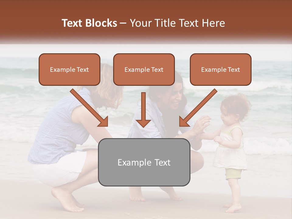 A Woman And Two Children Playing On The Beach PowerPoint Template