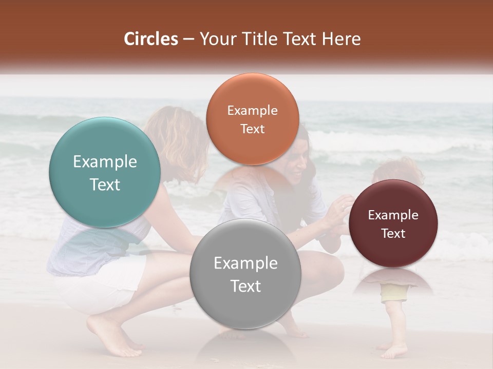 A Woman And Two Children Playing On The Beach PowerPoint Template