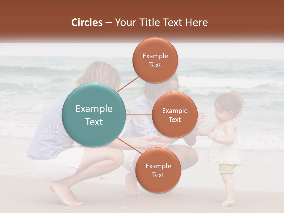 A Woman And Two Children Playing On The Beach PowerPoint Template