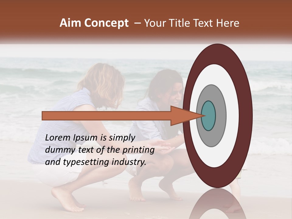 A Woman And Two Children Playing On The Beach PowerPoint Template