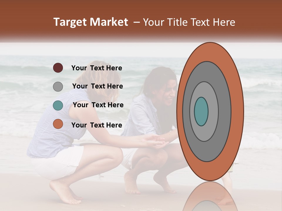 A Woman And Two Children Playing On The Beach PowerPoint Template