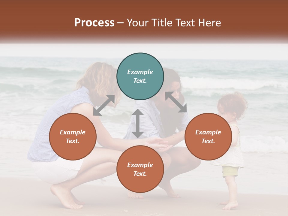 A Woman And Two Children Playing On The Beach PowerPoint Template