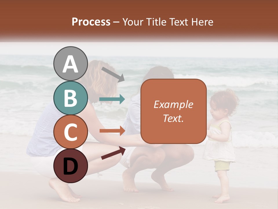 A Woman And Two Children Playing On The Beach PowerPoint Template