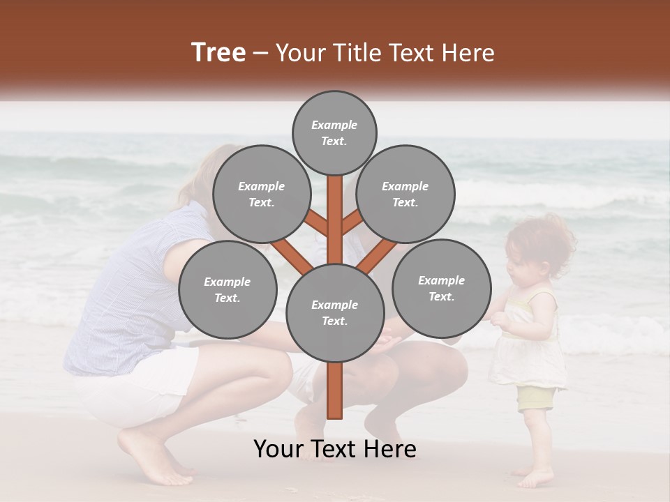 A Woman And Two Children Playing On The Beach PowerPoint Template
