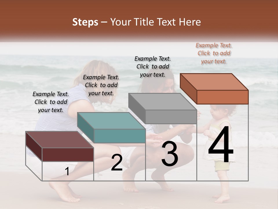 A Woman And Two Children Playing On The Beach PowerPoint Template