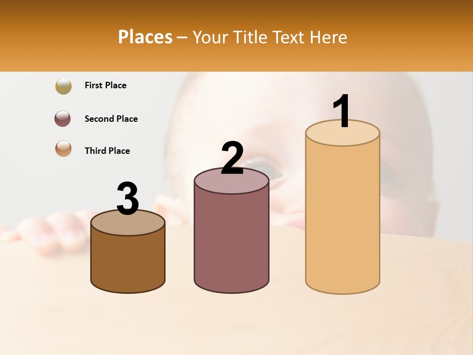 A Baby Is Peeking Over A Wooden Table PowerPoint Template