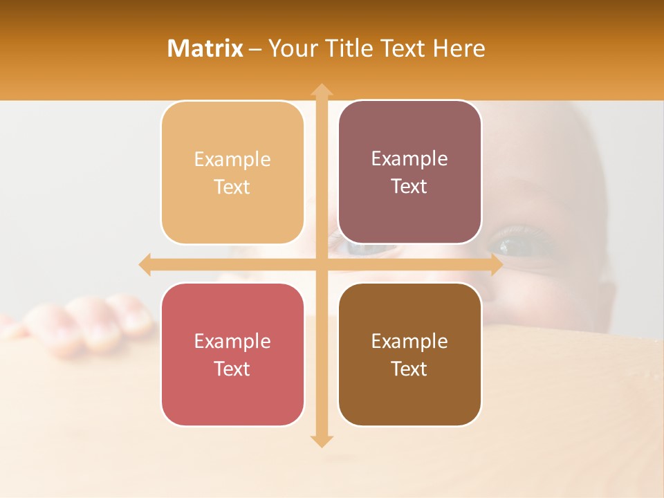 A Baby Is Peeking Over A Wooden Table PowerPoint Template