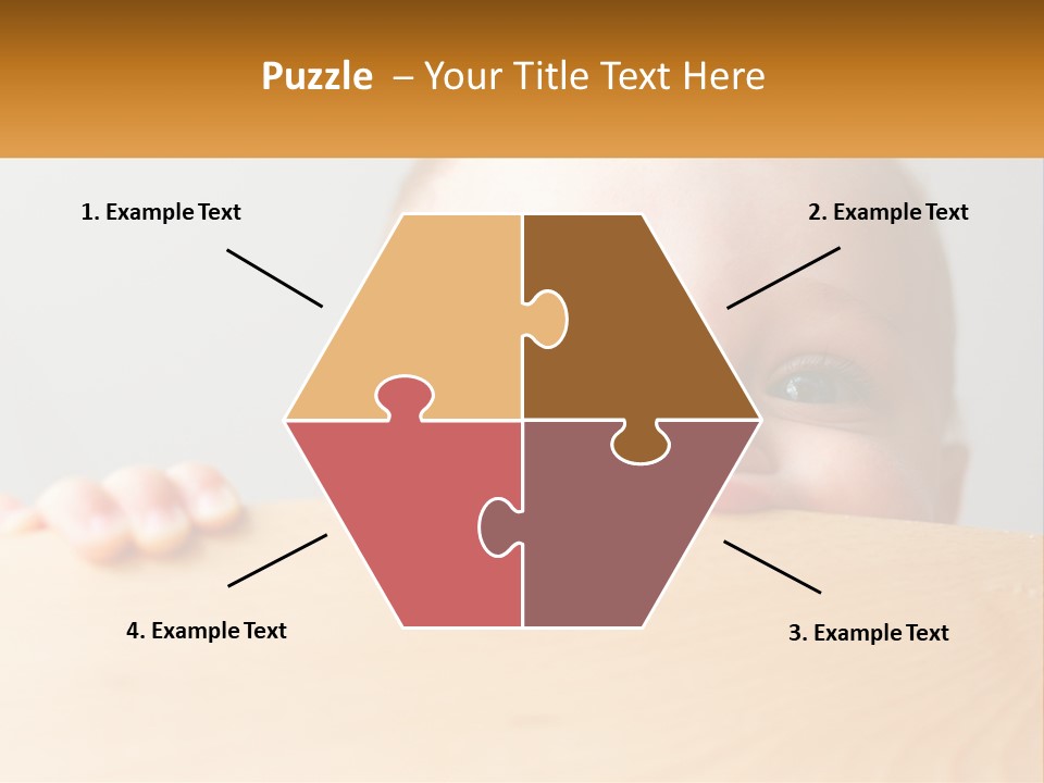 A Baby Is Peeking Over A Wooden Table PowerPoint Template