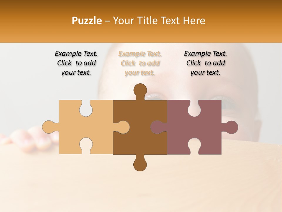 A Baby Is Peeking Over A Wooden Table PowerPoint Template